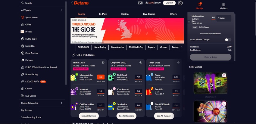 Betano interface